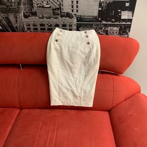 High waisted off-white midi skirt